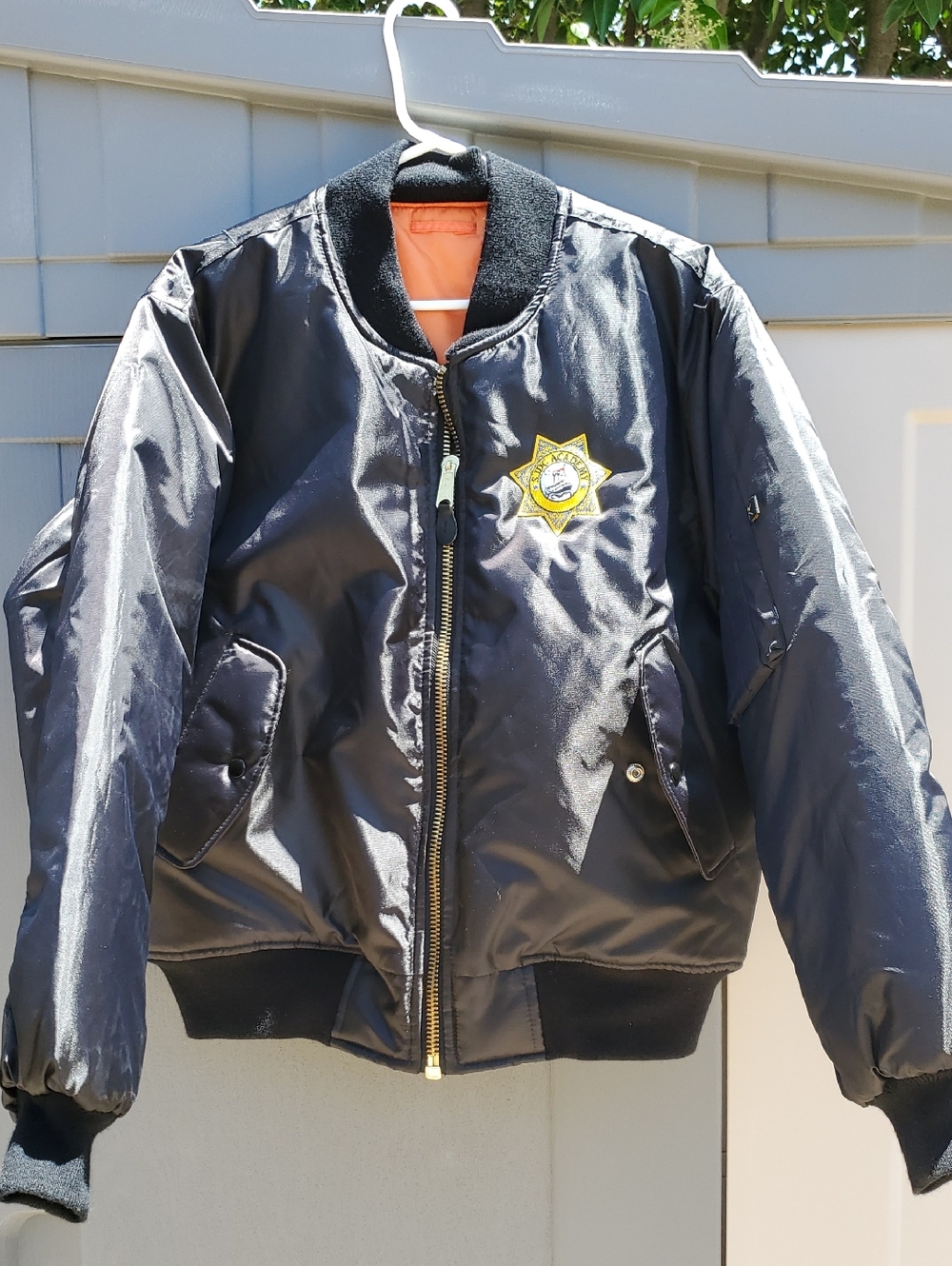 Rothco MA-1 BOMBER JACKET BLACK ORANGE SJDC ACADEMY M/L (SEE MEASUREMENTS) LN